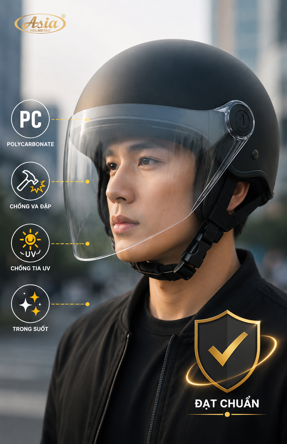 Kính PC là gì? Vì sao Polycarbonate được sử dụng trên mũ bảo hiểm chất lượng cao